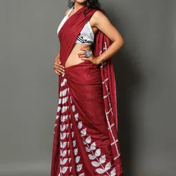Sanganeri Print Floral Pure Cotton Block Printed Saree image 5