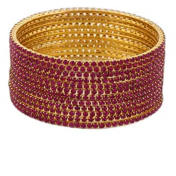 Shining Diva Set Of 12 Gold Plated Crystal Studded Bangles image 5