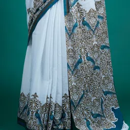 BUTA BUTI Floral Printed Pure Cotton Saree image 5