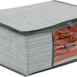 Aaliya Pack of 7 gray Wardrobe Saree Storage Bag with Transparent Window and Zip Poly-canvas Laundry Bag image 2