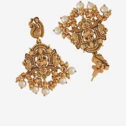 Kushal's Fashion Jewellery Gold-Plated Artificial Stones and Beads Antique Jewellery Set image 3