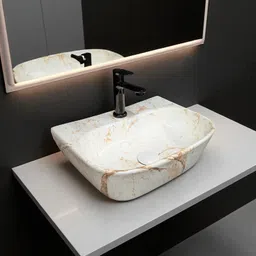 clayramic 2 in 1 Premium Designer Ceramic Washbasin With Waste Coupling & Pipe Set (12x16x5)(M-DD2-Tap-1010) Table Top Basin image 2