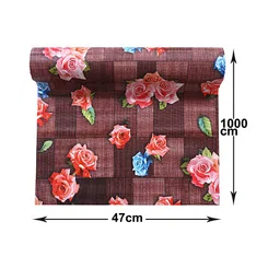 Kuber Industries Maroon & Pink Floral Printed Waterproof & Anti-Slip Shelf Mat image 4
