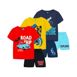 LITTLE LUSH Boys Set of 3 Printed T-shirt With Shorts-picture-53