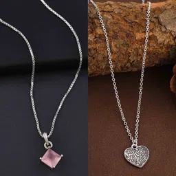 Boghra Sales Women Set Of 2 Silver-Plated Sterling Silver American Diamond Chain-picture-24