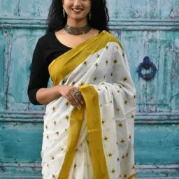 Craft Musium Pure Cotton Hand Block Printed Saree image 2