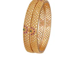 SGA FASHION Set Of 2 Gold-Plated AD Studded Bangles image 2