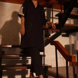 Raas by Ekta Magic of Mickey Printed Pure Cotton V-Neck Tunic With Trousers Co-Ords image 3