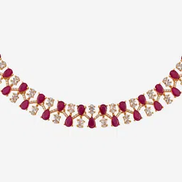 Kushal's Fashion Jewellery Copper Gold-Plated Cubic Zirconia Studded Necklace image 2
