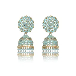 Nilu's Collection Dome Shaped Beaded Oxidised Jhumkas-image-78