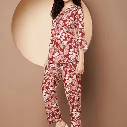 COTNUF Printed V-Neck Pure Cotton Tunic With Trousers image 4