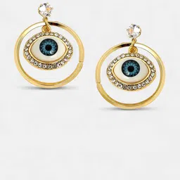SOHI Set Of 2 Gold-Plated Dented Evil Eye Contemporary Studs Earrings image 2