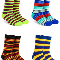 Dynamocks Pack Of 4 Striped Calf-Length Socks-image-41