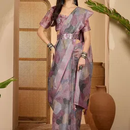 Desi Fusion Phulkari Linen Blend Designer Saree-picture-15