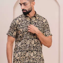 JAHIDA COMFORT WITH STYLE Men Comfort Fit Floral Printed Spread Collar Cotton Casual Shirt-picture-25