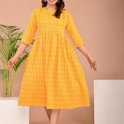 Parth Fab Print Maternity Fit & Flare Midi Dress-image-28
