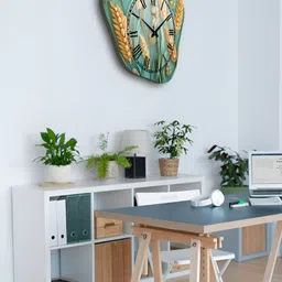 OLIVE TREE Blue & Beige Printed Wooden Contemporary Wall Clock image 5