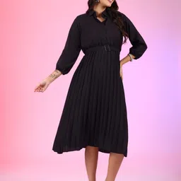 Femvy Crepe Fit & Flare Dress-image-33