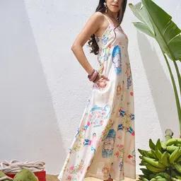 Vara By Vishudh Women Floral Printed Shoulder Straps Maxi Dress image 2