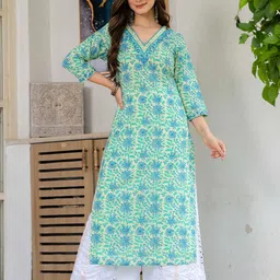 BHATRAS Women Floral Embroidered Mirror Work Floral Kurta-picture-18