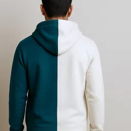 Try This Men Colourblocked Hooded Long Ribbed Hemline Sleeves Sweatshirt image 3
