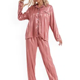 DressBerry Women Striped Satin Night suit-image-29
