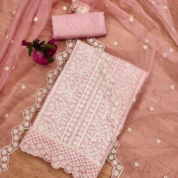 LeeliPeeri Designer Floral Embroidered Modal Chanderi Unstitched Dress Material-picture-37