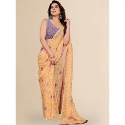 Winza Designer Floral Poly Georgette Saree image 4