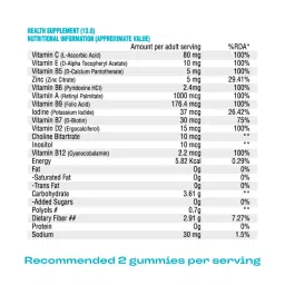 Nutriburst Health & Vitality Gummies with Multi Vitamins A, B, C, D, E & Biotin No-Added Sugar Mixed Berry Flavor - 30 Gummies image 3