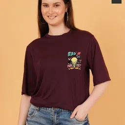 Parona Women Pack of 2 Graphic Printed Round Neck Drop-Shoulder Sleeves T-shirt-picture-21