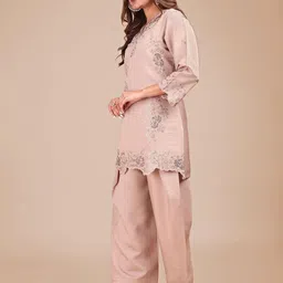 Tikhi Imli Embroidered V-Neck Tunic With Trousers Co-Ords image 3