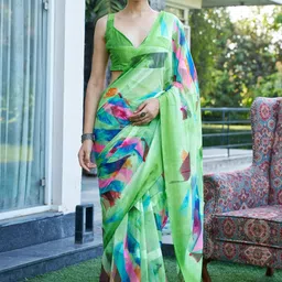 GHAN SALS Women Poly Georgette Baluchari Saree-picture-23