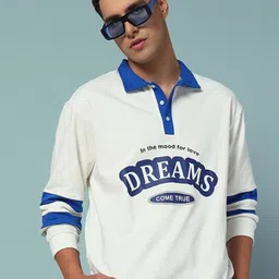 WEARDUDS Men Typography Printed Shirt Collar Cotton Pullover Sweatshirt-image-8
