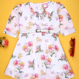 V-Mart Girls Floral Printed Fit & Flare Dress-picture-48