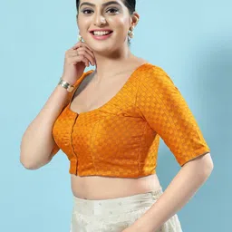 VAMAS - THE DESIGNER BLOUSES Women Round Neck Padded Saree Blouse image 4