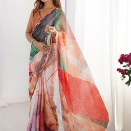 CANIZZARO Ethnic Motifs Mirror Work Silk Blend Saree image 2