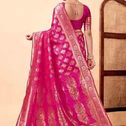 SANISA Ethnic Motifs Zari Silk Blend Handloom Banarasi Saree image 4