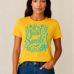 Anikmart Women Typography Printed Pure Cotton T-shirt-image-95