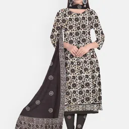 Farooq Dyeing Floral Printed Batik Pure Cotton Unstitched Dress Material-picture-11