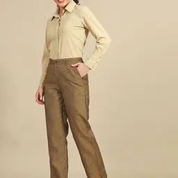 elleven Women Straight Fit Mid-Rise Formal Trouser image 4