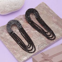 KPOP Silver-Plated Rhinestone Contemporary Drop Earrings-picture-7