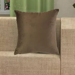 Yellow Weaves Coffee Brown Velvet Square Cushion Covers-image-24