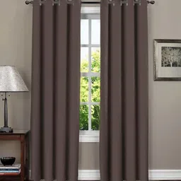 Myntra Elegant Homes Coffee Brown Set of 2 Black Out Long Door Curtain-image-29