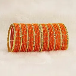 SAND Orange Glass Artificial Stones & Beads Bangle-image-7