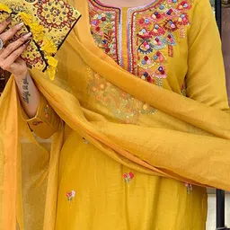 GoSriKi Women Floral Embroidered Kurta with Palazzo & Dupatta image 5