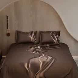 Stoa Paris Brown Abstract 150 TC Cotton Super King Bedsheet Set - 2.74 m x 2.74 m image 3