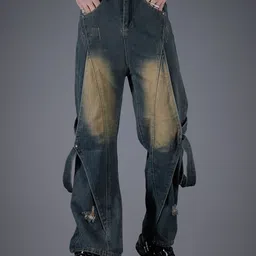 SOKO STREET Men Flared Fit Mildly Distressed Light Fade Jeans-picture-10