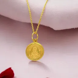 Sri Jagdamba Pearls Dealer 2 Grams Pure Silver Gold Plated Ganesha Round Pendant Chain image 1