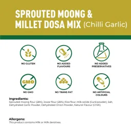 Foodstrong Sprouted Moong Dosa Mix | Chilli Garlic |150g image 4