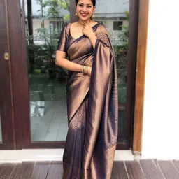 Areca Designer Woven Design Zari Pure Silk Banarasi Saree image 5